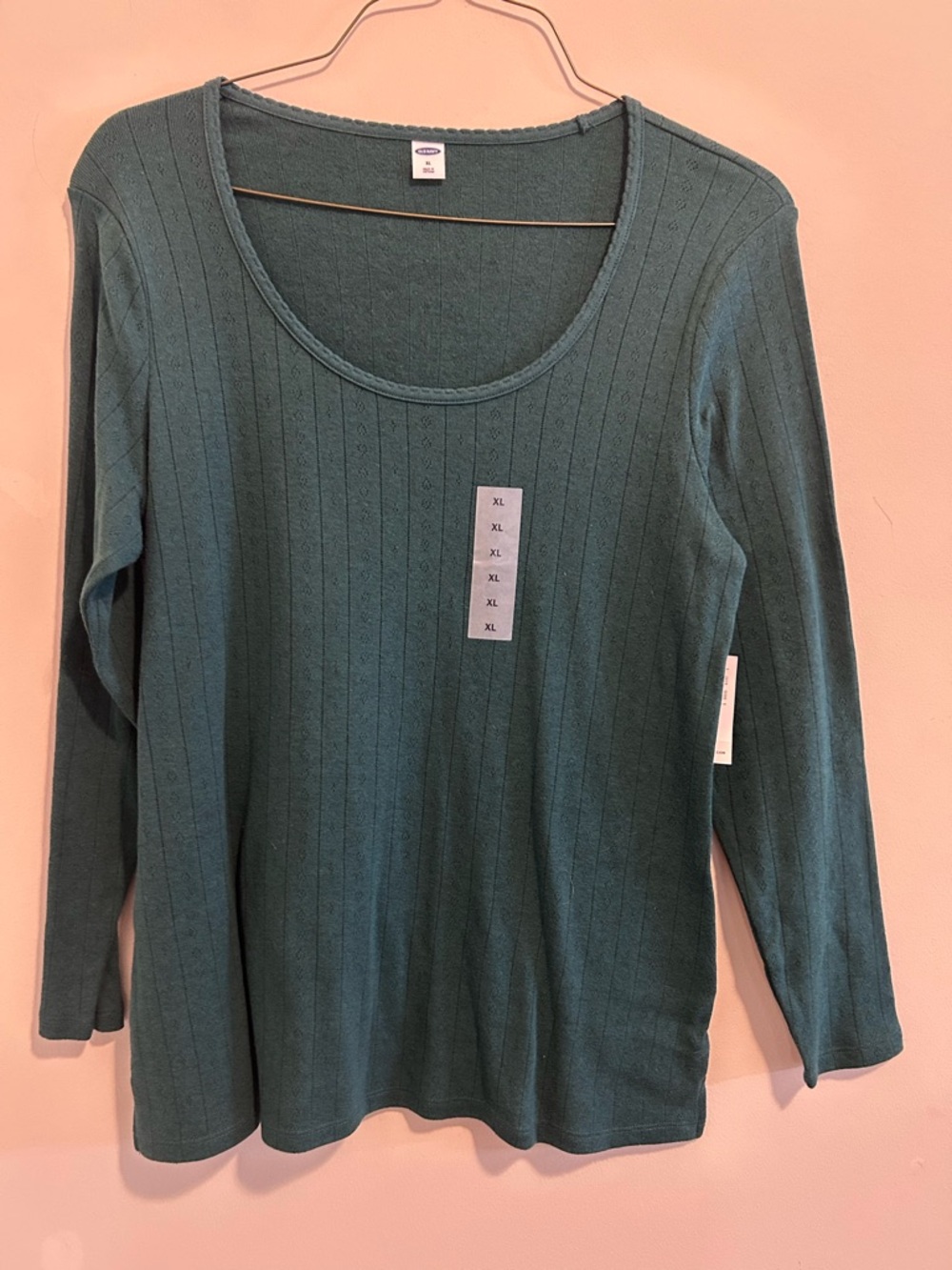 Old Navy Teal Ribbed Scoop Neck Long Sleeve Top